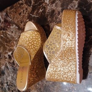 Gold Wedge Heels